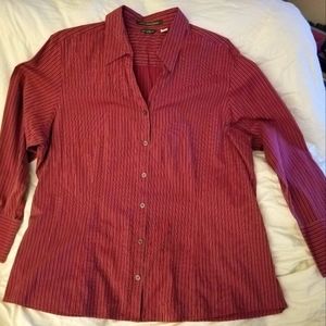 Eddie Bauer XXL Red Stretch Wrinkle Resistant Long Sleeve Women's Top Like New